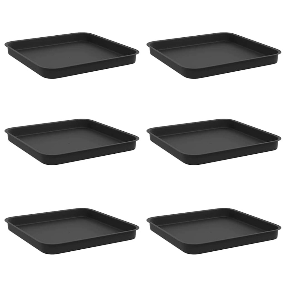 Produktbild för Fyrkantig Blomkruka 6 pcs Svart 21 x 21 x 2 cm Plast
