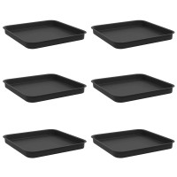 Produktbild för Fyrkantig Blomkruka 6 pcs Svart 21 x 21 x 2 cm Plast