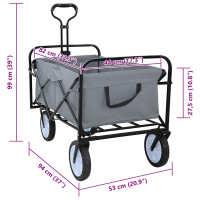 Produktbild för Fällbar handvagn Grå 94 x 53 x 99 cm Oxford tyg