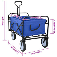 Produktbild för Fällbar handvagn Blå 94 x 53 x 99 cm Oxford tyg