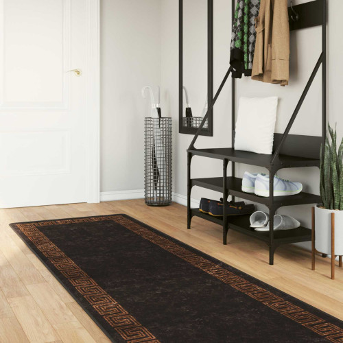 vidaXL Mattlöpare MARSA Svart 80 x 400 cm Polyester och PVC - Mattor