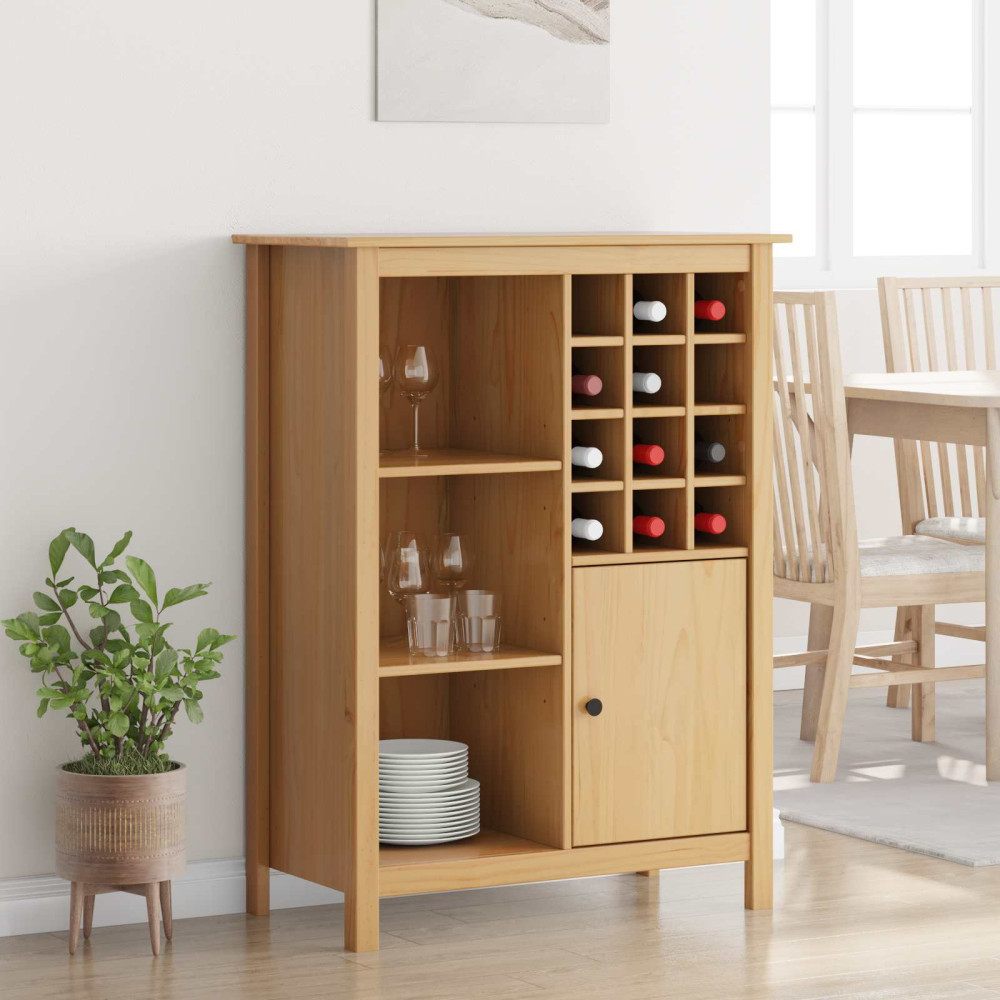Produktbild för Vinskåp HILL Honung brun 79,5 x 40 x 107,5 cm Massiv furu