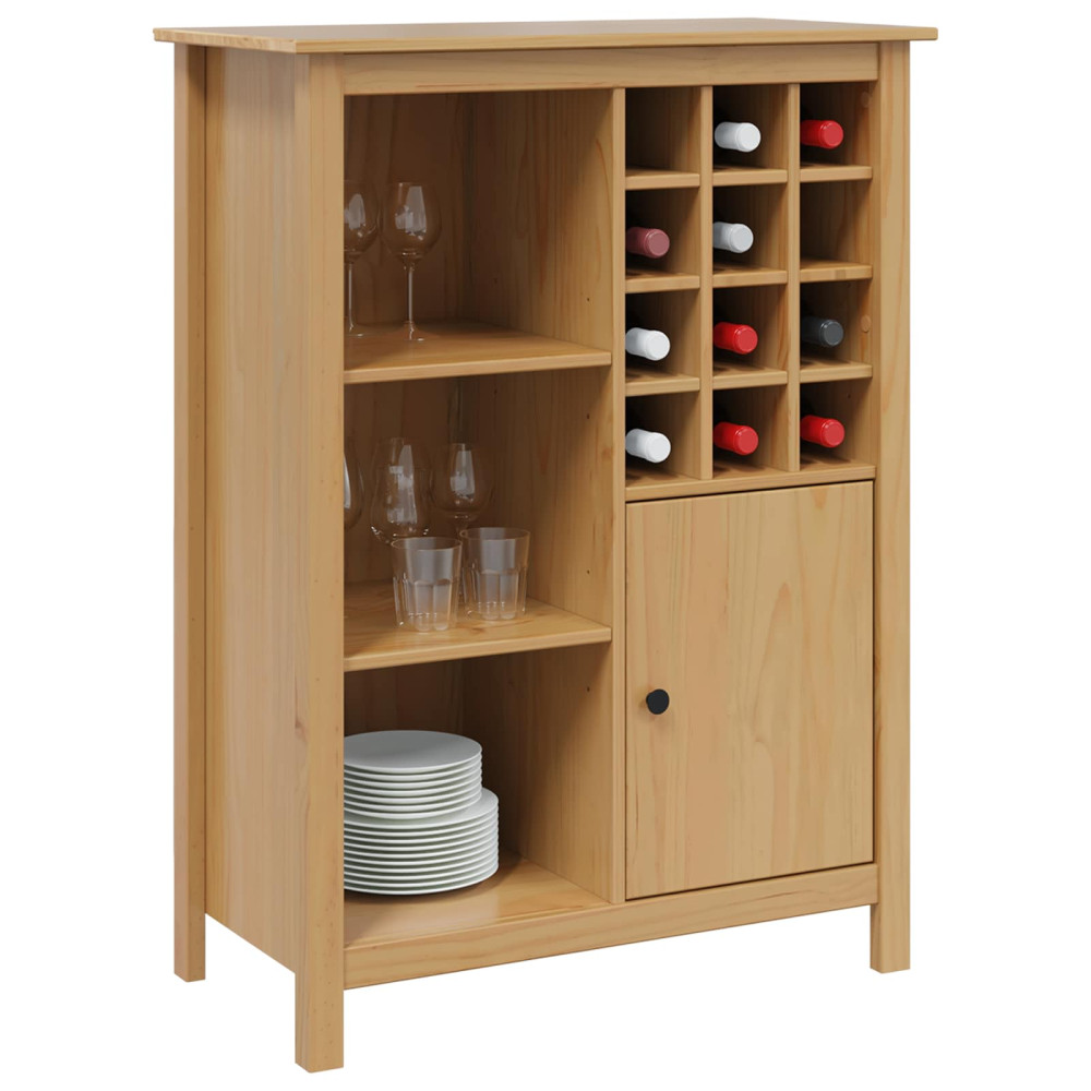 Produktbild för Vinskåp HILL Honung brun 79,5 x 40 x 107,5 cm Massiv furu