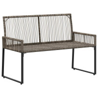 Produktbild för Utomhusbänk med kudde 4 pcs Grå och Marinblå konstrotting
