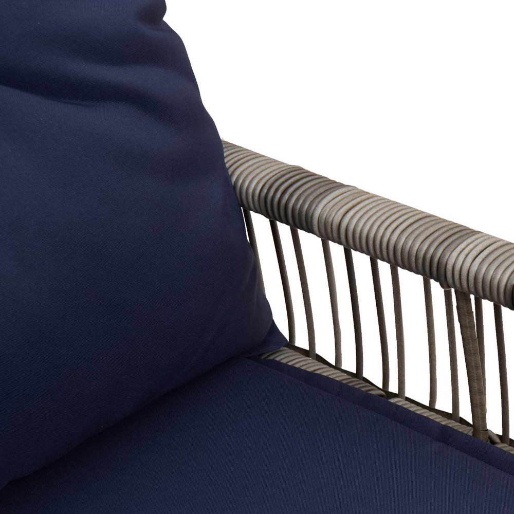 Produktbild för Utomhusbänk med kudde 4 pcs Grå och Marinblå konstrotting