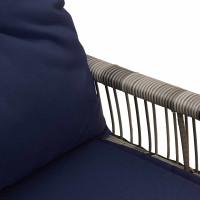 Produktbild för Utomhusbänk med kudde 4 pcs Grå och Marinblå konstrotting