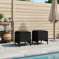 Produktbild för Trädgårdspall 2 Stycke Svart 38 x 38 x 45 cm PE Rattan