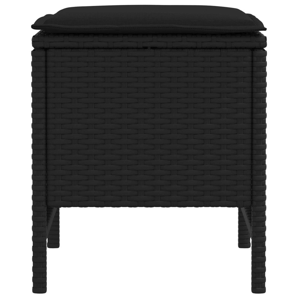 Produktbild för Trädgårdspall 2 Stycke Svart 38 x 38 x 45 cm PE Rattan