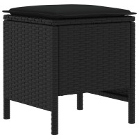 Produktbild för Trädgårdspall 2 Stycke Svart 38 x 38 x 45 cm PE Rattan