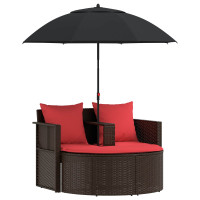 Produktbild för Trädgårdsoffa Brun och Röd 168 x 168 x 180 cm konstrotting