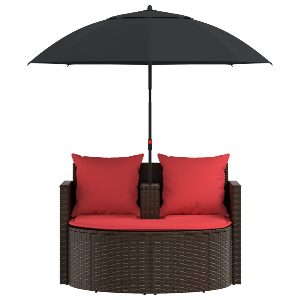 Produktbild för Trädgårdsoffa Brun och Röd 168 x 168 x 180 cm konstrotting