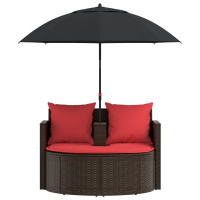 Produktbild för Trädgårdsoffa Brun och Röd 168 x 168 x 180 cm konstrotting