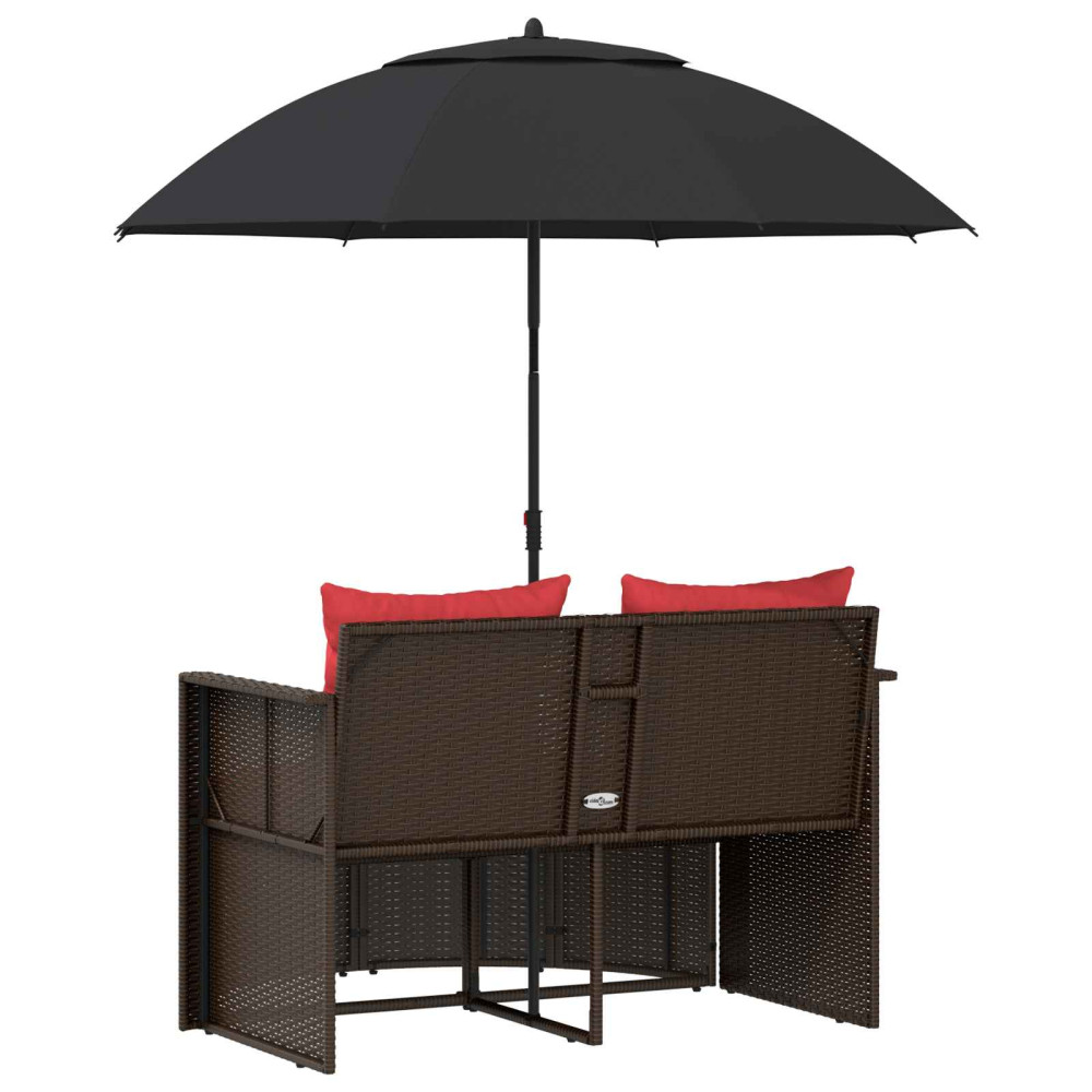 Produktbild för Trädgårdsoffa Brun och Röd 168 x 168 x 180 cm konstrotting