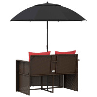 Produktbild för Trädgårdsoffa Brun och Röd 168 x 168 x 180 cm konstrotting