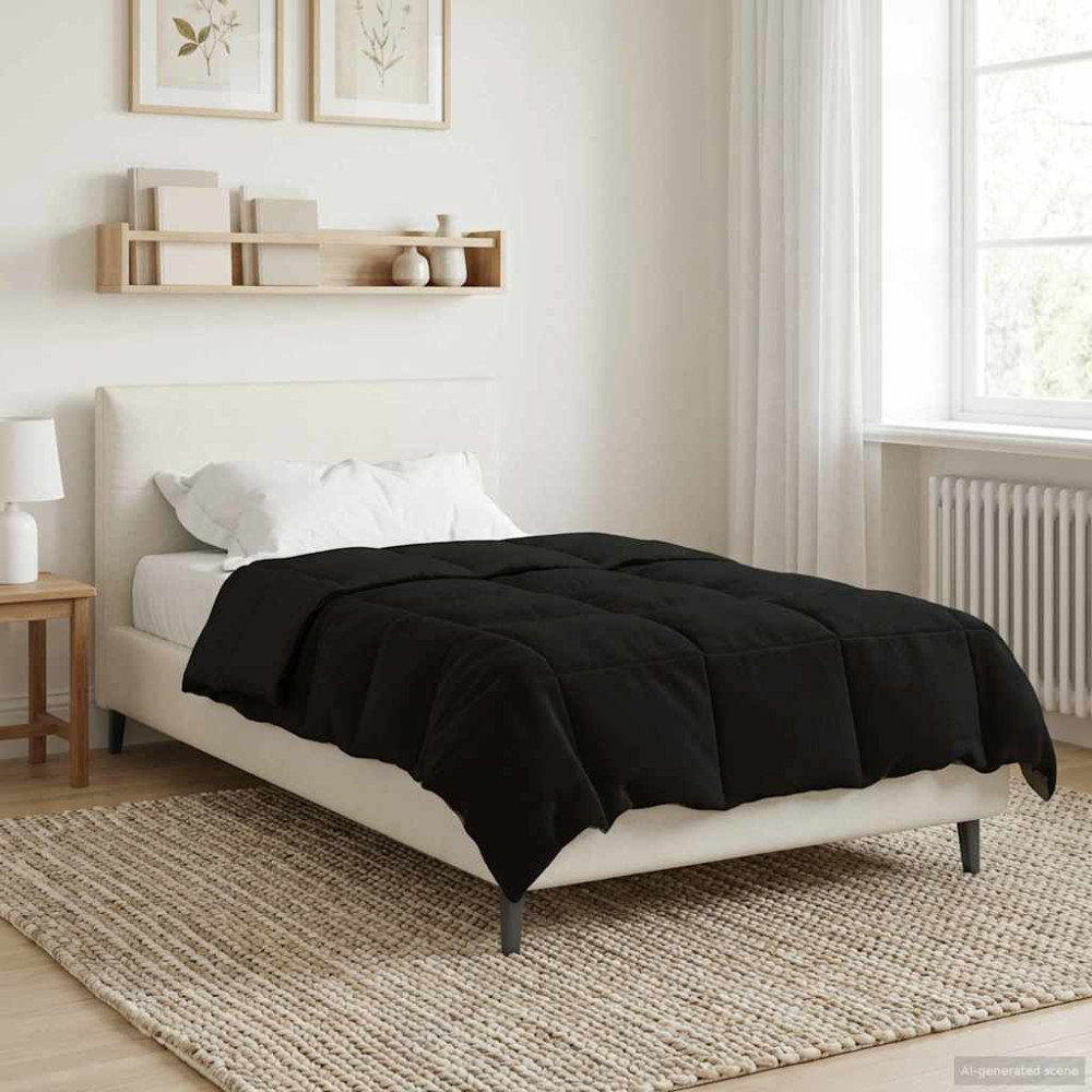 Produktbild för Sommar Duvet Quiltad Svart 155 x 220 cm Mikrofiber