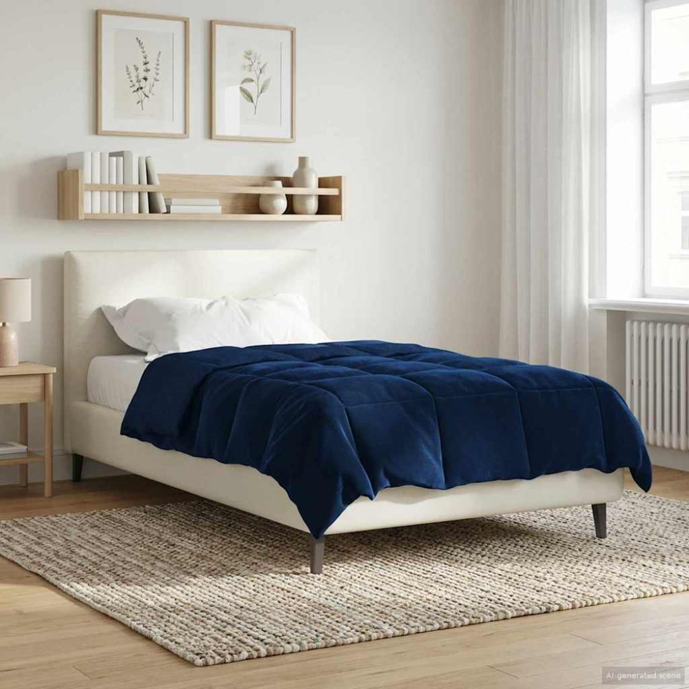 Produktbild för Sommar Duvet Quiltad Mörkblå 155 x 200 cm Mikrofiber