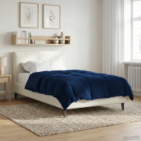 Produktbild för Sommar Duvet Quiltad Mörkblå 155 x 200 cm Mikrofiber