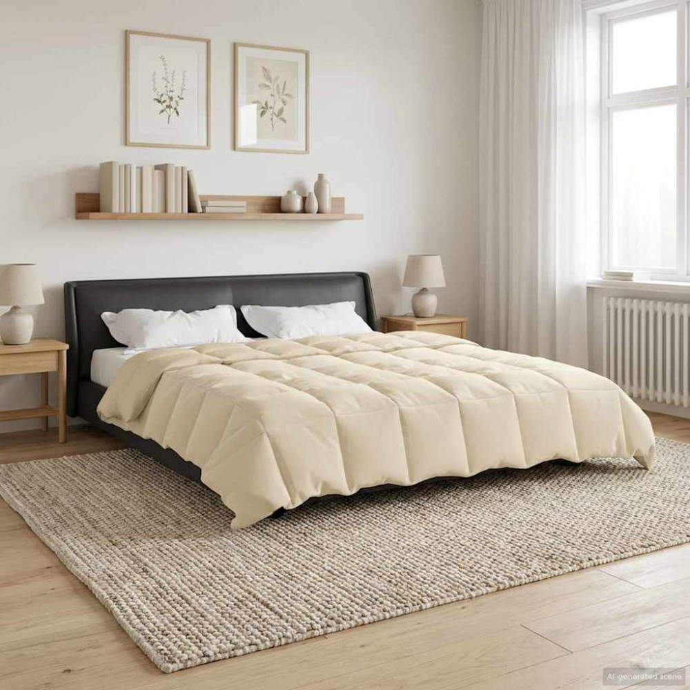 Produktbild för Full Års-Duvet Quiltad Kräm 200 x 240 cm Mikrofiber