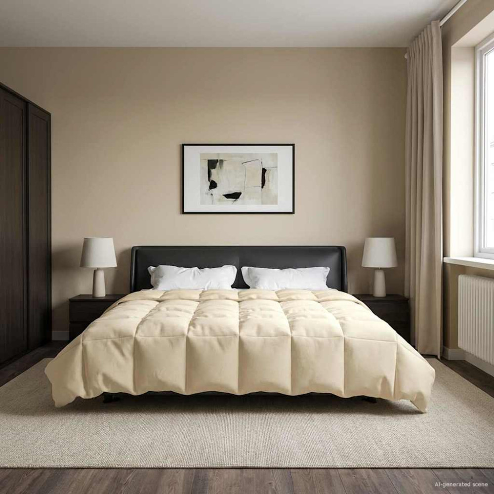 Produktbild för Full Års-Duvet Quiltad Kräm 200 x 240 cm Mikrofiber