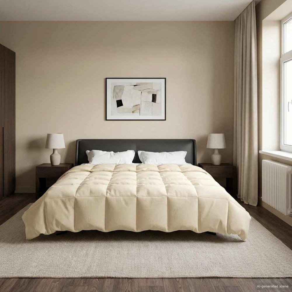 Produktbild för Full Års-Duvet Quiltad Kräm 240 x 260 cm Mikrofiber