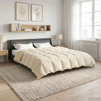 Produktbild för Full Års-Duvet Quiltad Kräm 240 x 260 cm Mikrofiber