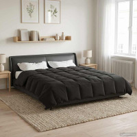 Produktbild för Vinter Täcke Quiltad Antracit 240 x 260 cm Mikrofiber
