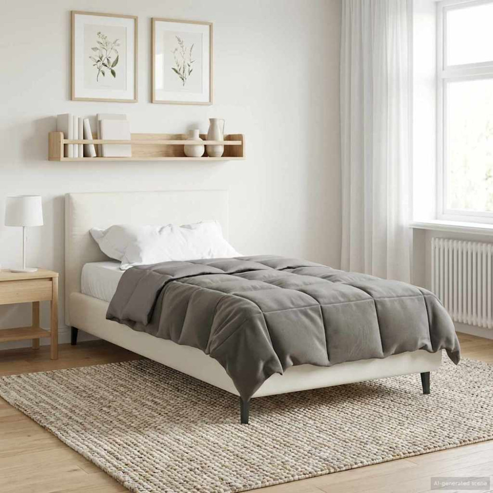 Produktbild för Vinter Täcke Quiltad Ljusgrå 135 x 200 cm Mikrofiber