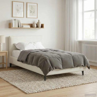 Produktbild för Vinter Täcke Quiltad Ljusgrå 140 x 220 cm Mikrofiber