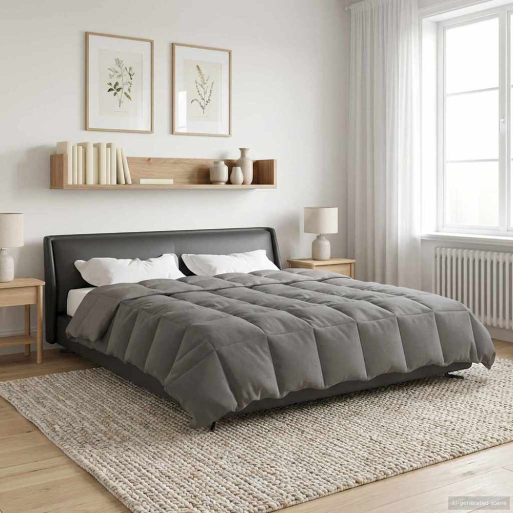 Produktbild för Vinter Täcke Quiltad Ljusgrå 200 x 200 cm Mikrofiber