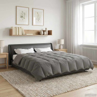 Produktbild för Vinter Täcke Quiltad Ljusgrå 200 x 200 cm Mikrofiber
