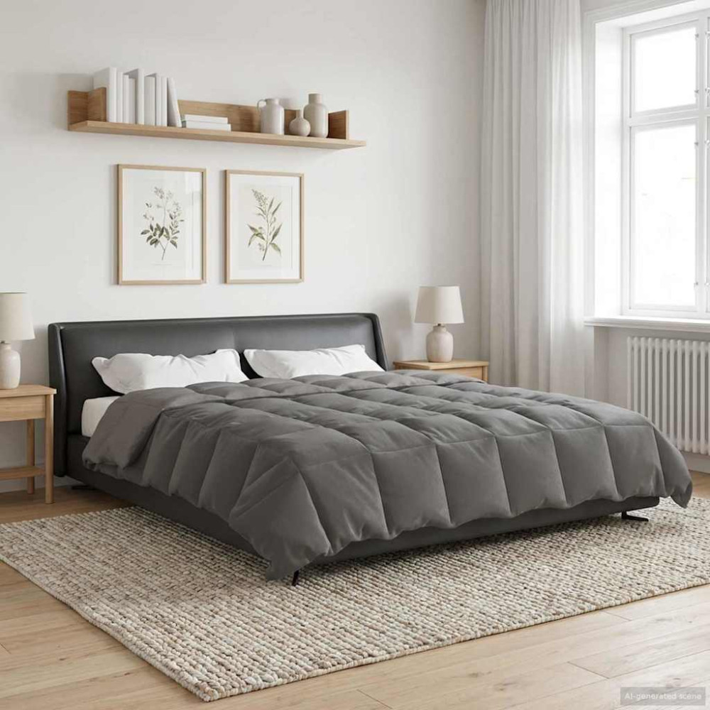 Produktbild för Vinter Täcke Quiltad Ljusgrå 200 x 240 cm Mikrofiber