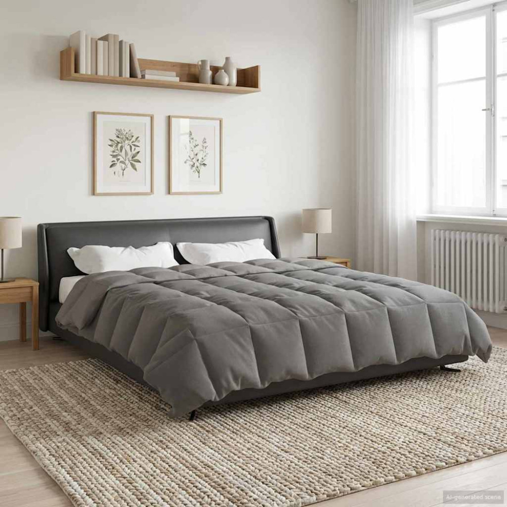Produktbild för Vinter Täcke Quiltad Ljusgrå 220 x 260 cm Mikrofiber