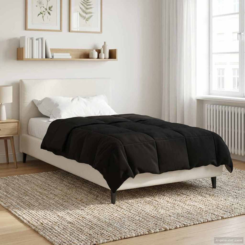 Produktbild för Vinter Täcke Quiltad Svart 135 x 200 cm Mikrofiber