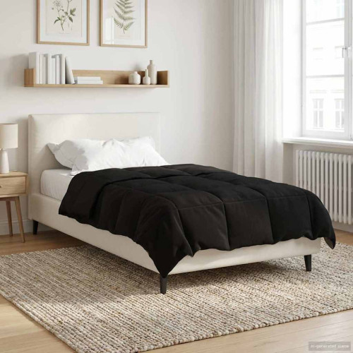 vidaXL Vinter Täcke Quiltad Svart 135 x 200 cm Mikrofiber