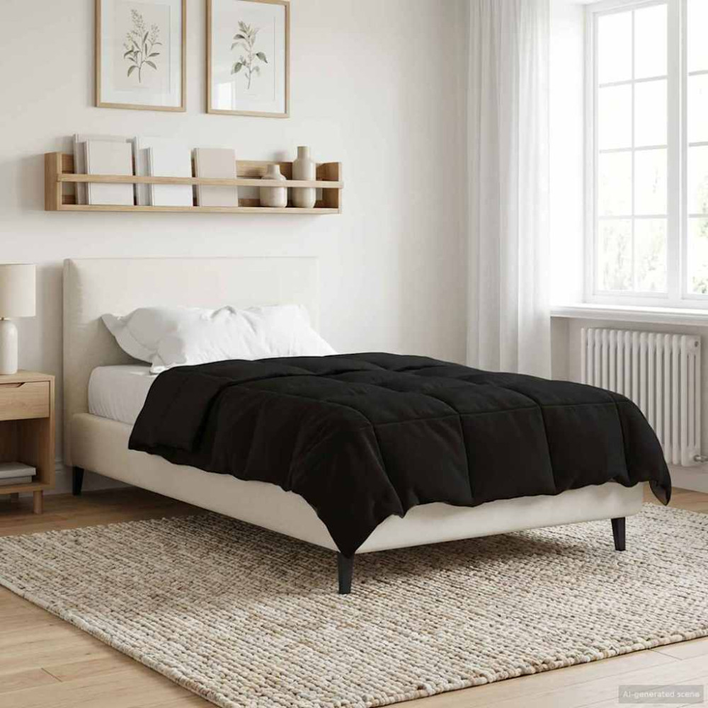 Produktbild för Vinter Täcke Quiltad Svart 140 x 220 cm Mikrofiber
