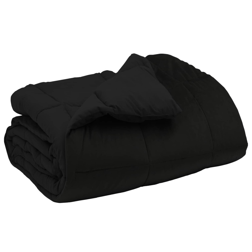 Produktbild för Vinter Täcke Quiltad Svart 200 x 220 cm Mikrofiber