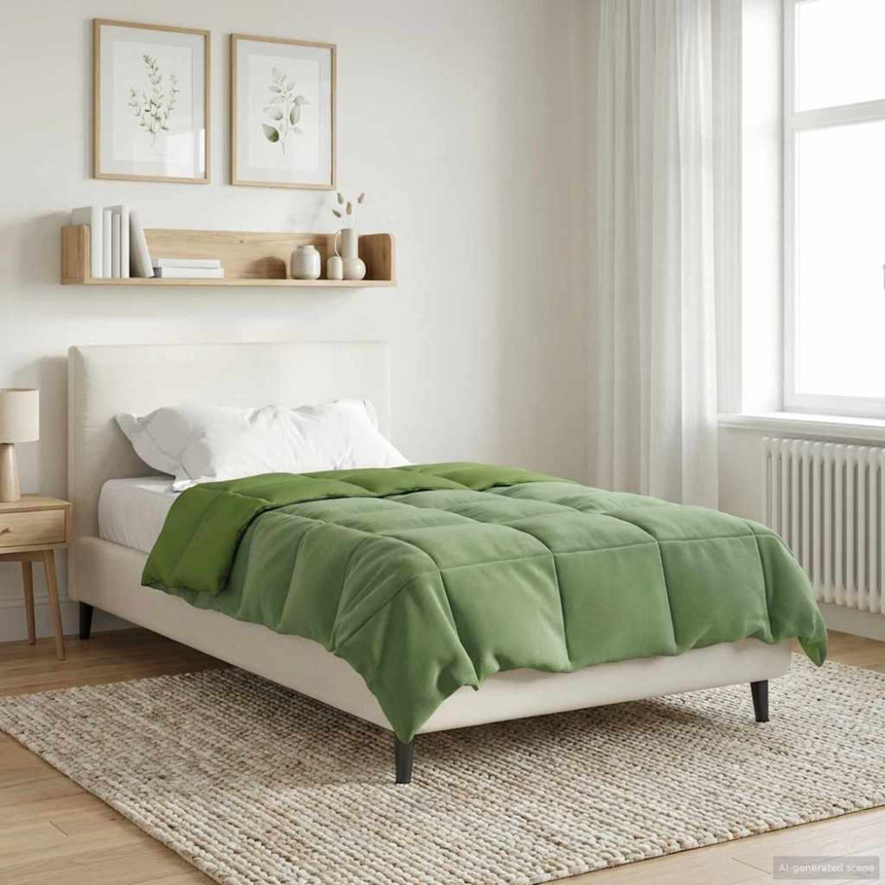 Produktbild för Vinter Täcke Quiltad Grön 135 x 200 cm Mikrofiber