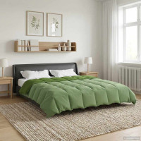 Produktbild för Vinter Täcke Quiltad Grön 240 x 260 cm Mikrofiber