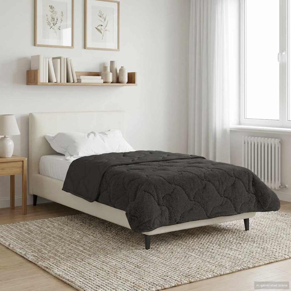 Produktbild för Sommar Duvet Antracit 135 x 200 cm Mikrofiber och Teddyfleece