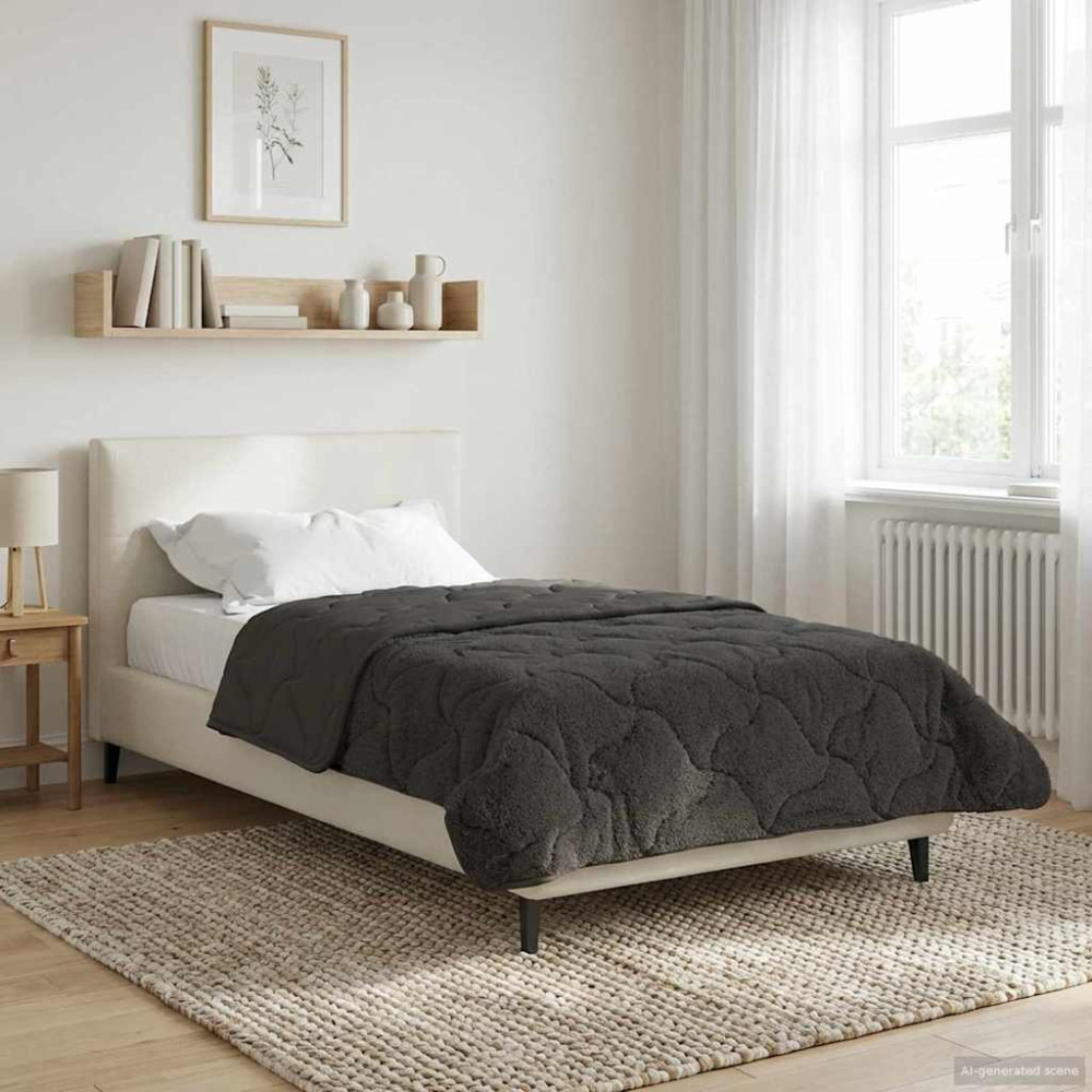 Produktbild för Sommar Duvet Antracit 140 x 220 cm Mikrofiber och Teddyfleece