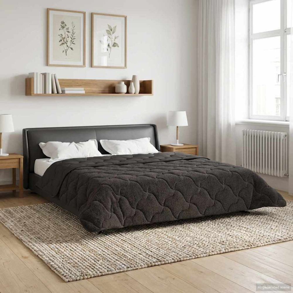 Produktbild för Sommar Duvet Antracit 200 x 200 cm Mikrofiber och Teddyfleece