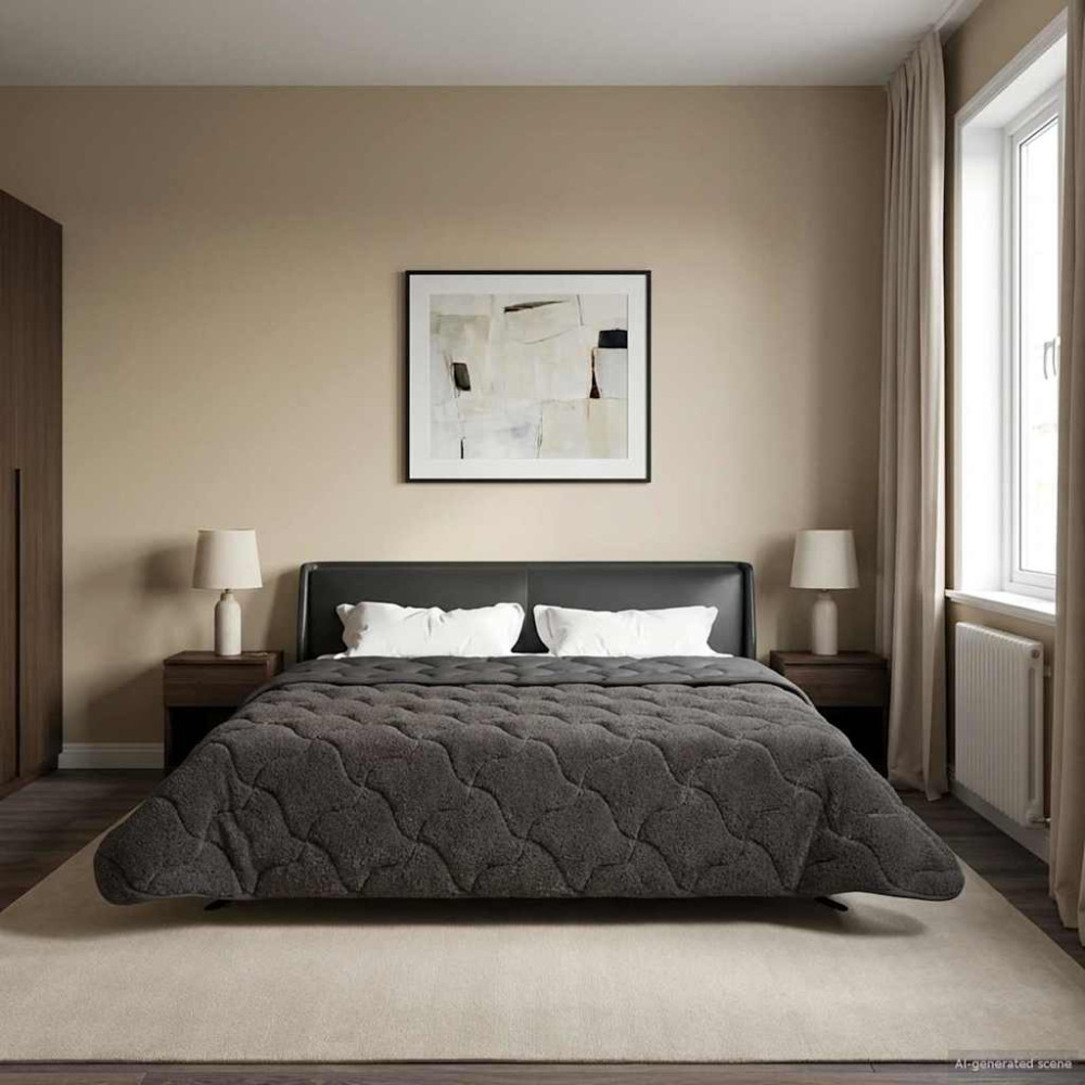 Produktbild för Sommar Duvet Antracit 200 x 240 cm Mikrofiber och Teddyfleece