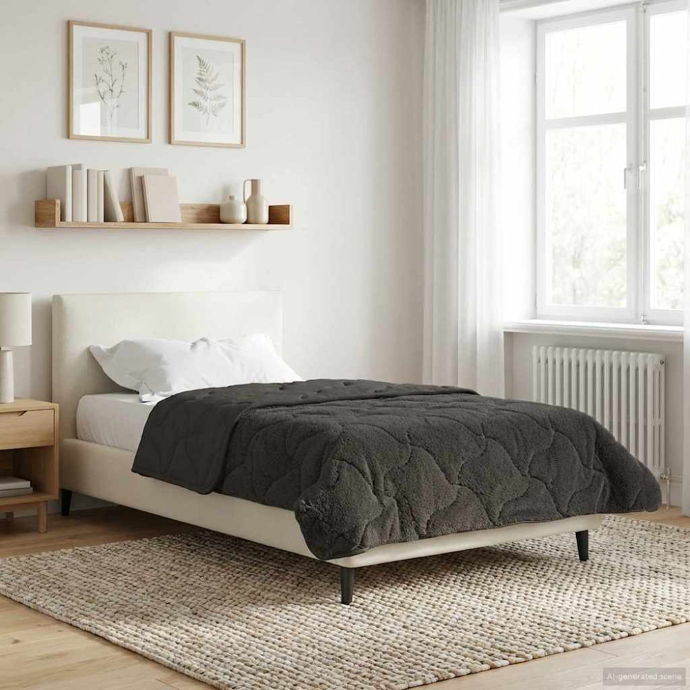 Produktbild för Sommar Duvet Antracit 135 x 200 cm Mikrofiber och Teddyfleece