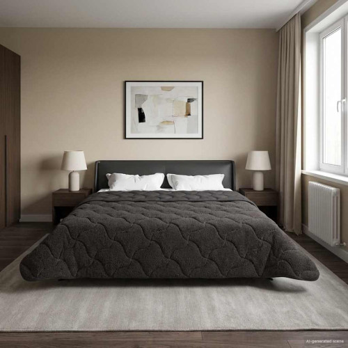 vidaXL Sommar Duvet Antracit 200 x 220 cm Mikrofiber och Teddyfleece