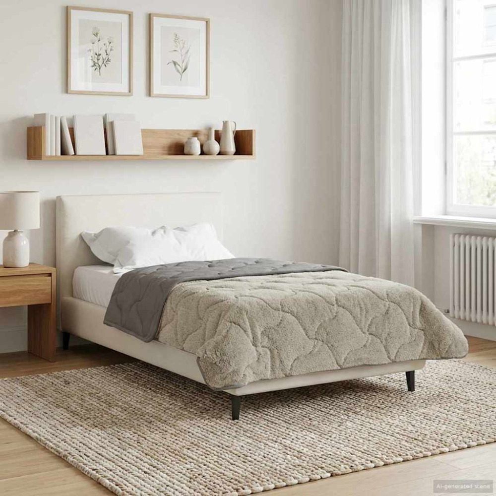 Produktbild för Sommar Duvet Ljusgrå 135 x 200 cm Mikrofiber och Teddyfleece