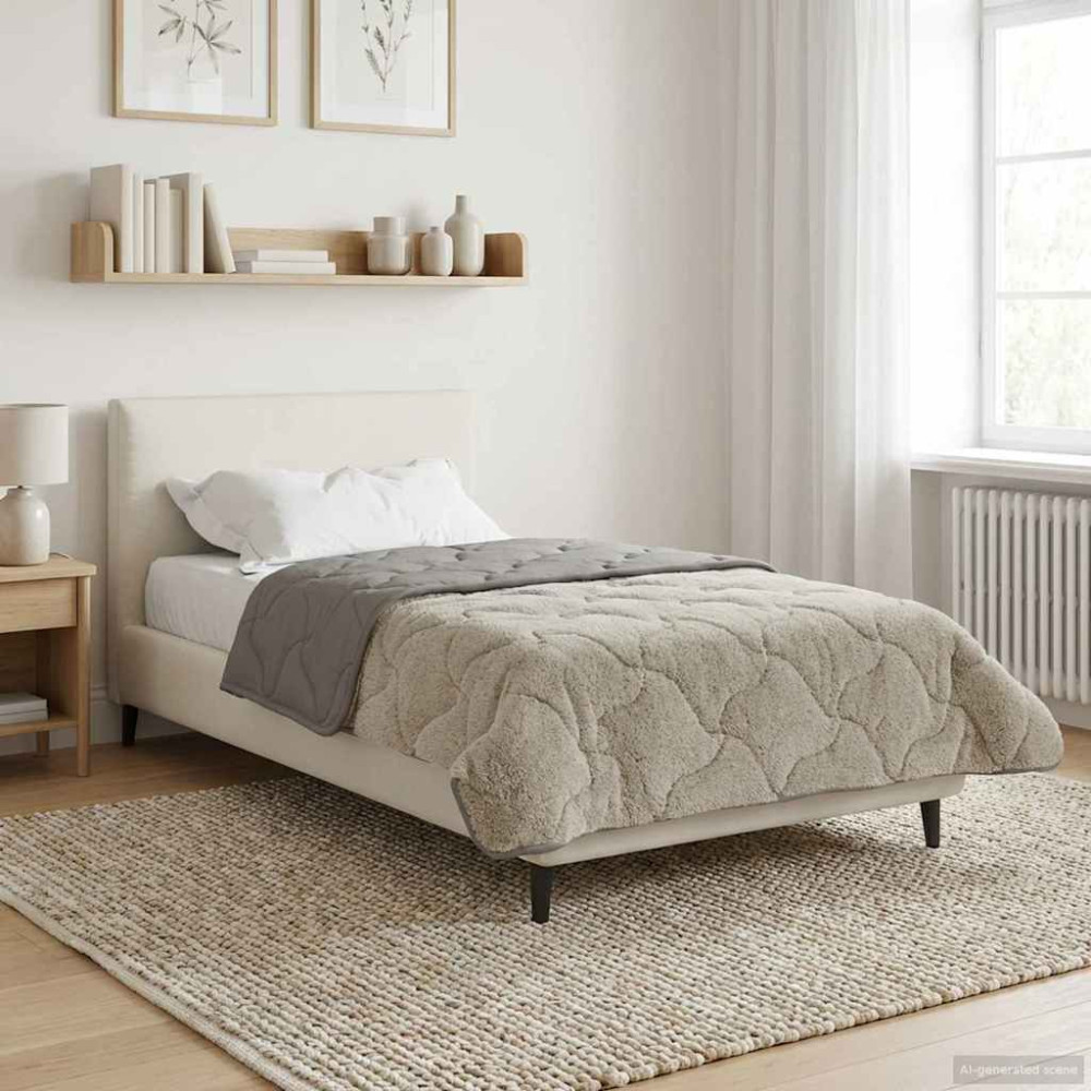 Produktbild för Sommar Duvet Ljusgrå 140 x 220 cm Mikrofiber och Teddyfleece