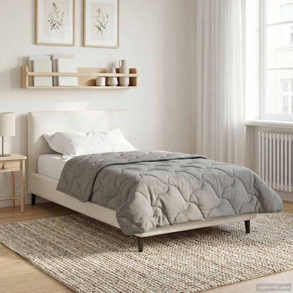 Produktbild för Sommar Duvet Ljusgrå 155 x 200 cm Mikrofiber och Teddyfleece