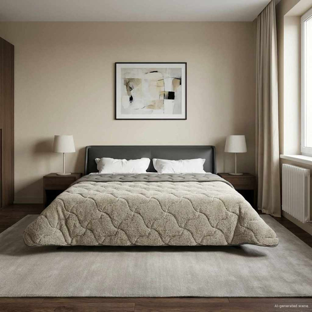 Produktbild för Sommar Duvet Ljusgrå 200 x 200 cm Mikrofiber och Teddyfleece