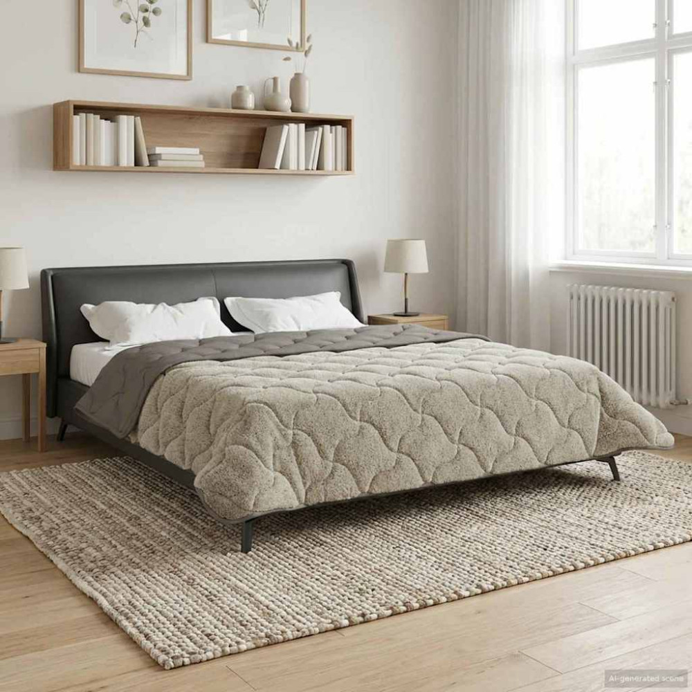 Produktbild för Sommar Duvet Ljusgrå 200 x 240 cm Mikrofiber och Teddyfleece