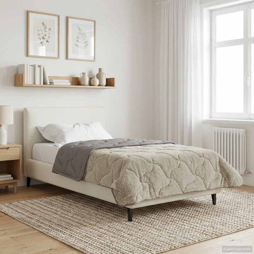 Produktbild för Sommar Duvet Ljusgrå 135 x 200 cm Mikrofiber och Teddyfleece